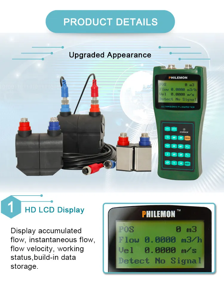 Digital Portable Flow Meter Ultrasonic Flowmeter Handheld China Water ...