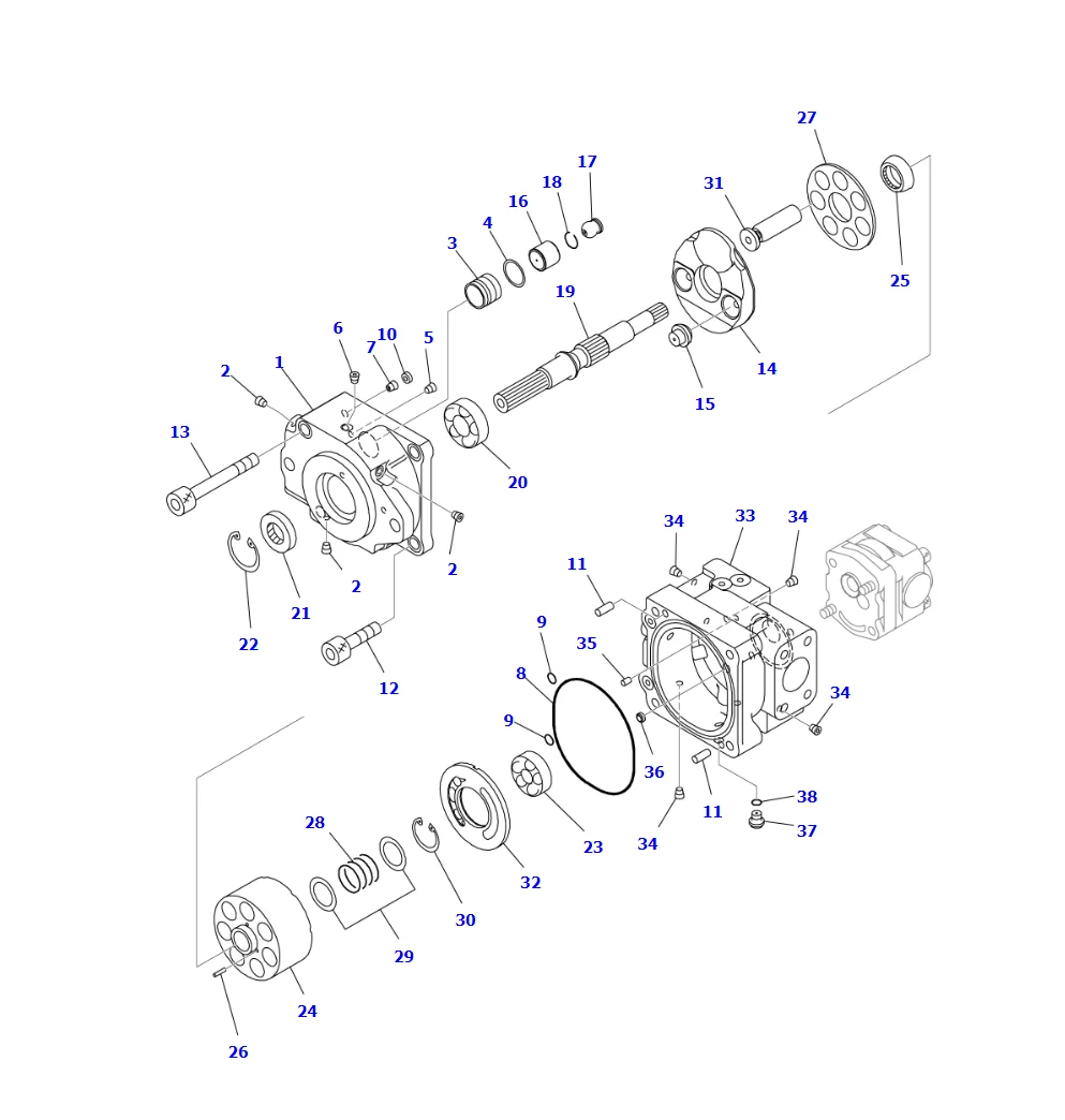 Forklift Hydraulic Main Pump 7081t00711 For Komatsu Forklift Cx50