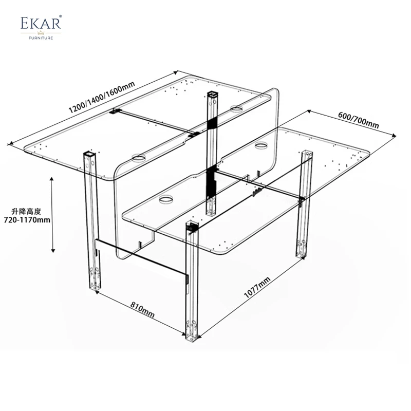 Ekar Expand Furniture Height-Adjustable Dual Workstation Office Desk with Ergonomic Design factory