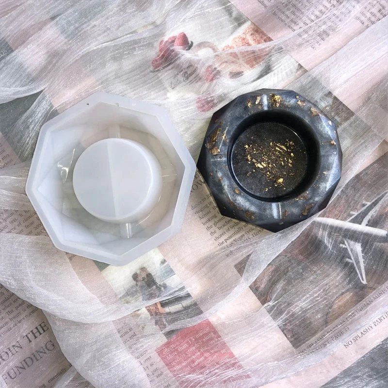 Dm538 3d Square Rhombus Round Circle Resin Molds Silicone Ash Tray