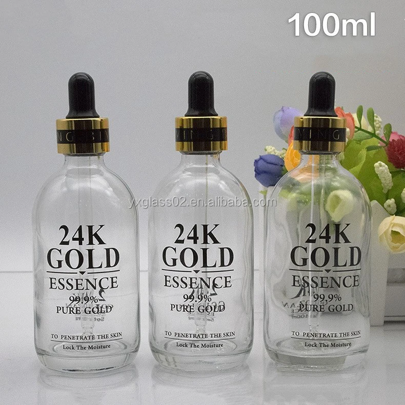 Essential Oil  glass bottle 60ML 100ML  24K Pure dew bottle Dropper bottle factory