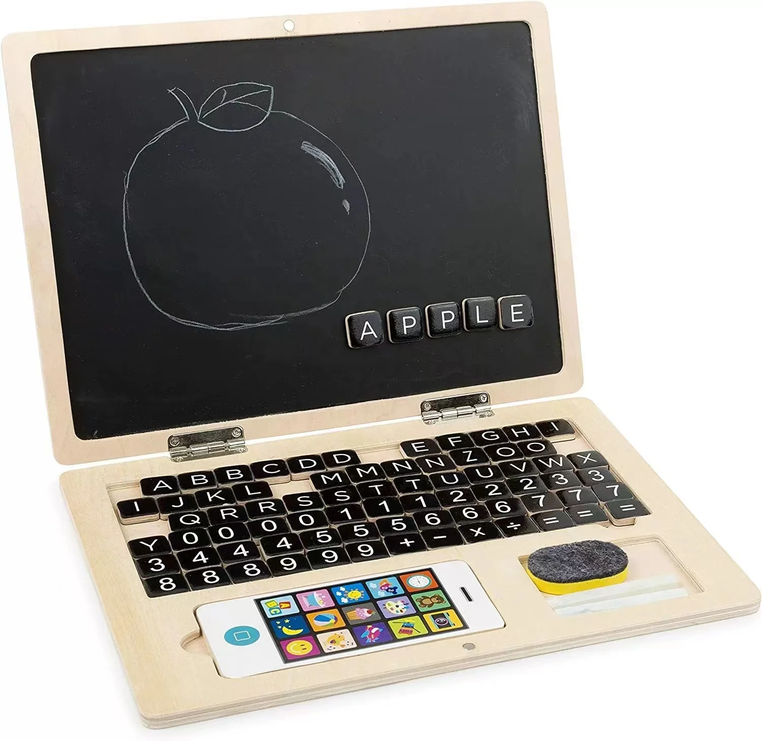 Toy Math Computer Wooden Laptop Computer Toys Encourage Children's Toys Children Writing ...
