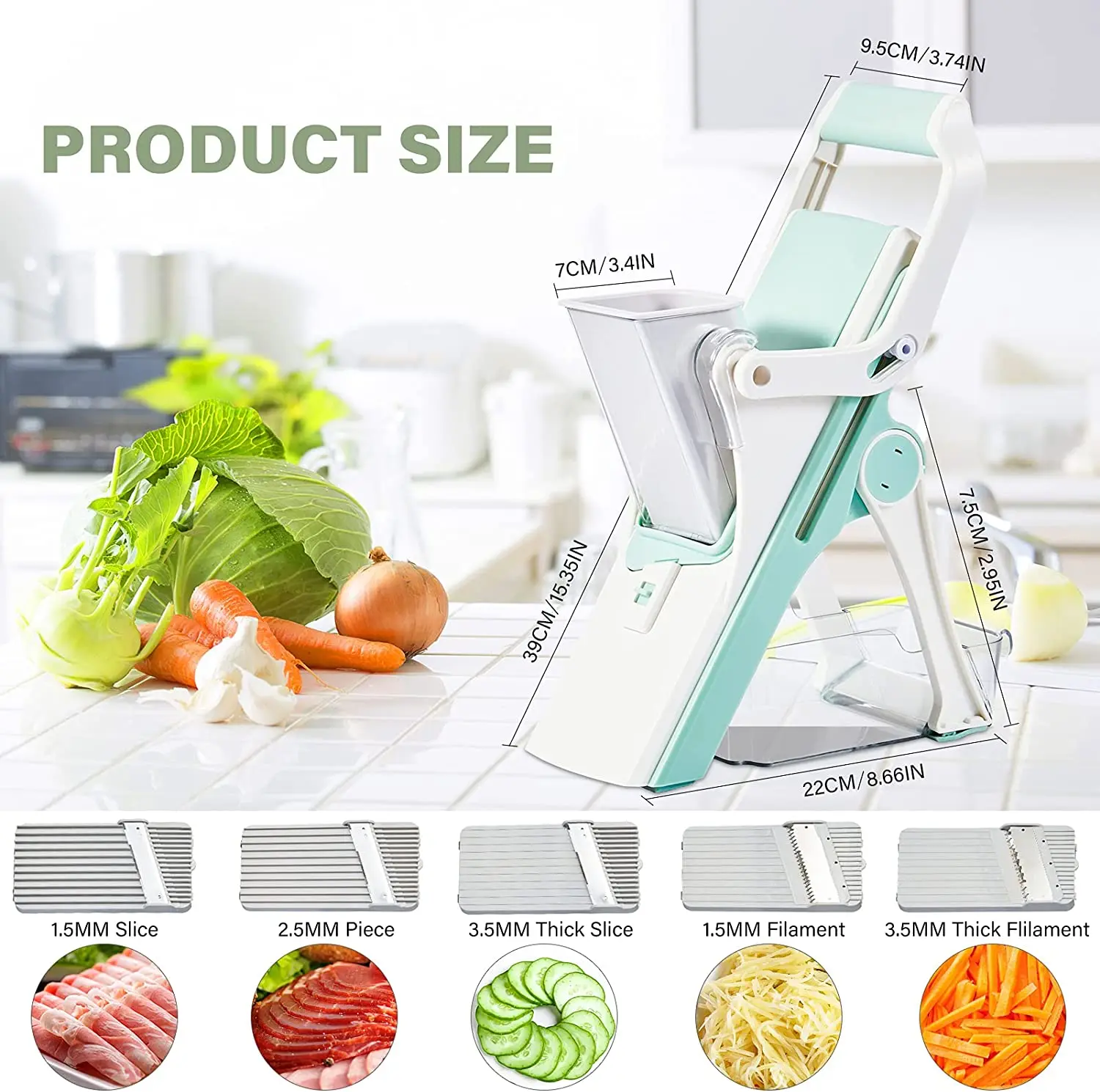 Manual Mandoline Slicer Vegetable Cutter 5 In 1 Multifuction Vertical