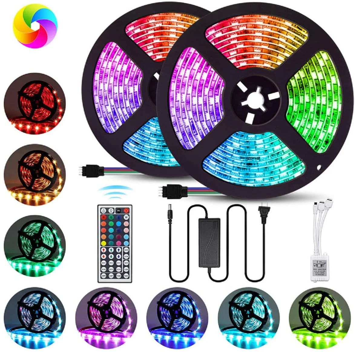 Hofoled Waterproof 5050 LED Color Changing DIY Flexible RGB LED Strip Light with 44 key Remote for Home Lighting Bar Kitchen Bed