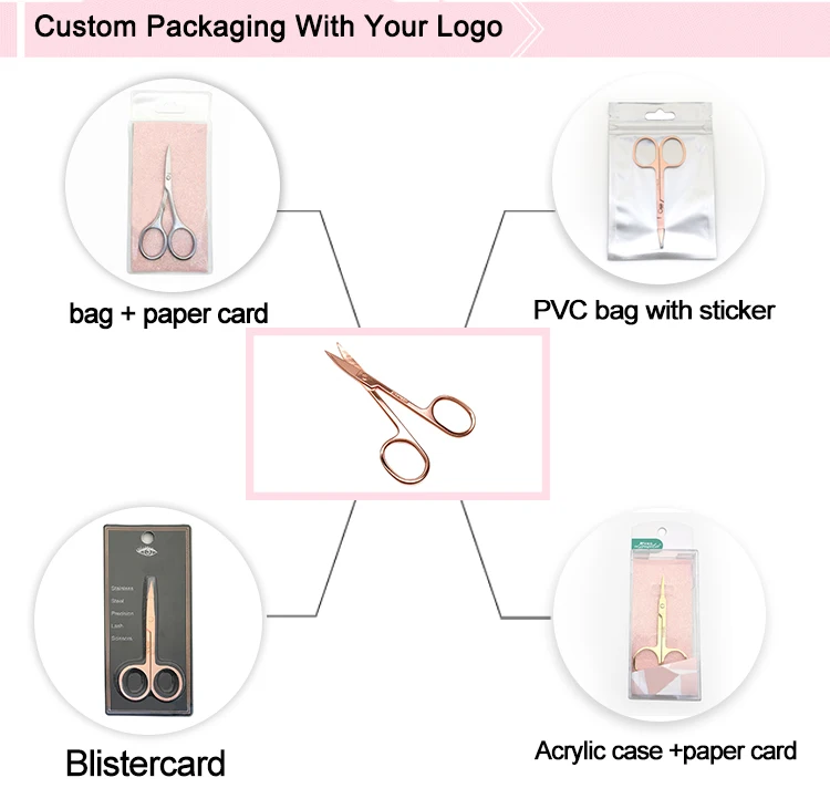 Mytingbeauty Wholesales Mini Cutting Scissors Custom Logo Curved Lash Scissors With Private Label