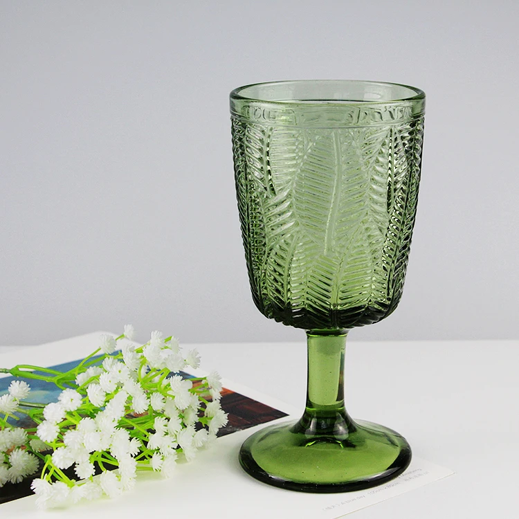 Factory Stock Discount Cheap Green Glass Goblet Colored Wine Glass