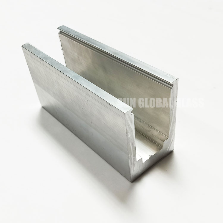 U Channel For Tempered Laminated Glass Railing Custom Aluminium Profile