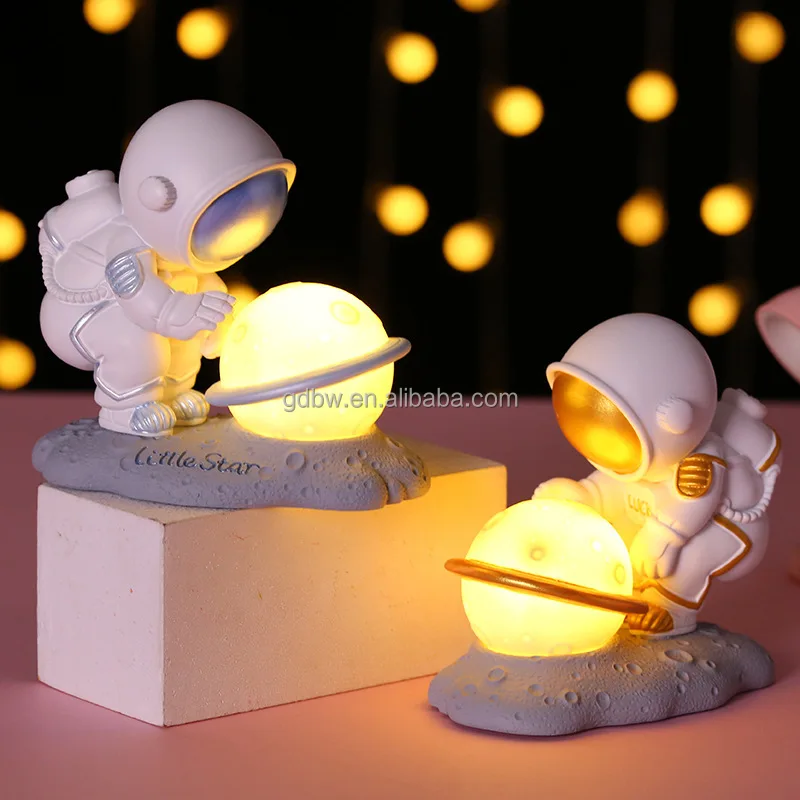 Astronaut Resin Lamp Spaceman Led Night Light For Boy Bedroom Bedside ...