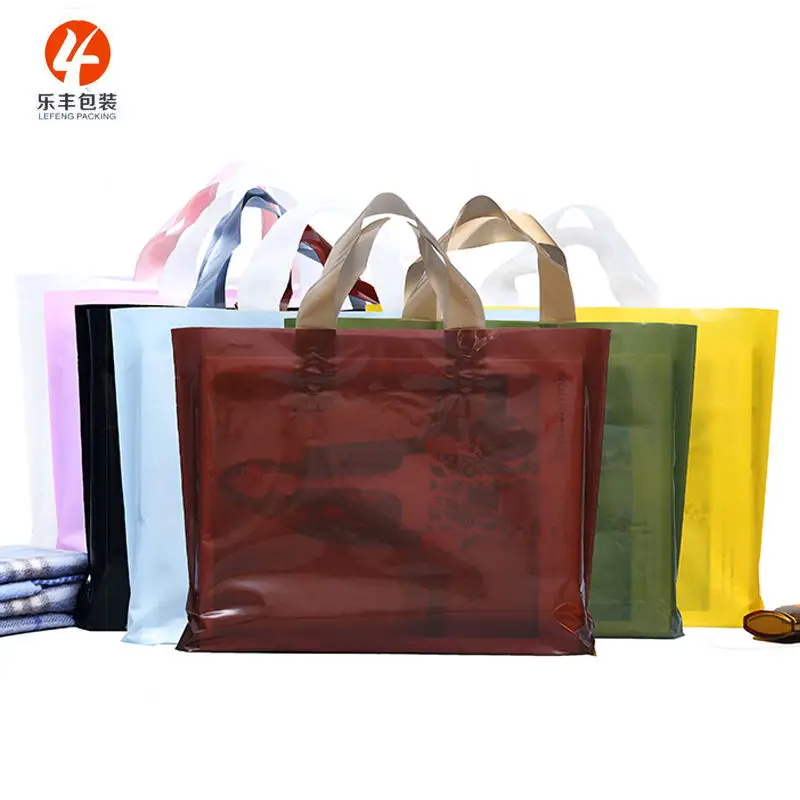 Poly Custom Plastic Shopping Bags Soft Loop Handle Plastic Bag Carrying Bag with Custom Logo