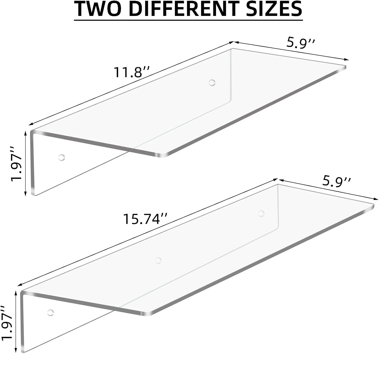 Clear Acrylic Shelf,Floating Wall Mounted Bookshelf For Collections Plant Kids Book In Office