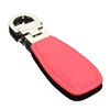 Promotional Rotatable Alloy Pull-tab Business Gifts Blank PU Leather Keychain High Class Customize Metal Red Leather Key Chain