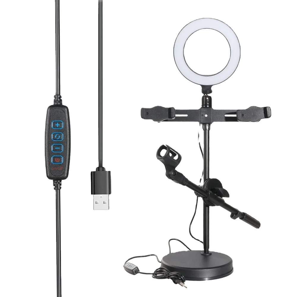 6inch LED Desktop Selfie Ring Light Perfect for Live Streaming TikTok YouTube Video Photography Compatible with iPhone/Androi