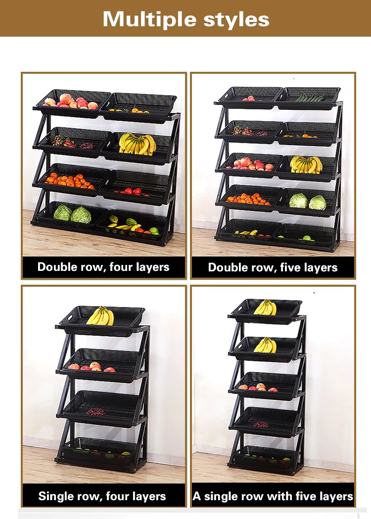 Folding Single Sided With Plastic Basket Low Price Fruit Rack For
