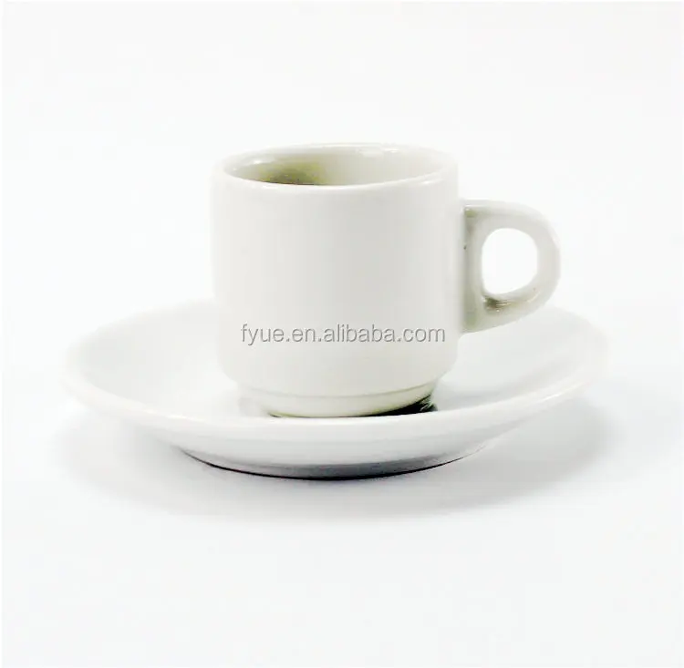 Cafe Espresso Dishwasher Safe Logo Oem White 4oz White Porcelain Ceramic Small Coffee Cup and Saucer Set factory