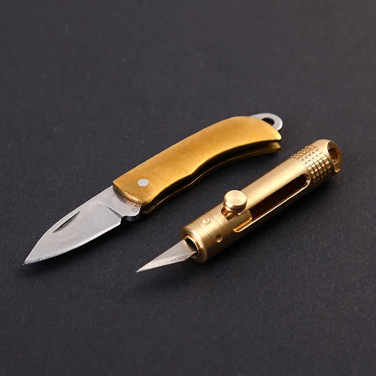 Tiny Small Brass Key Chain Knife Mini Folding Pocket Knife Boxes Opener