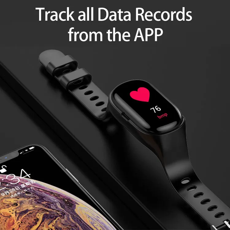 Amazon hot sale Newest M1 Smartwatch With BT5.0 Earphone Heart Rate Monitor Smart band Long Time Standby Sport Watch Men