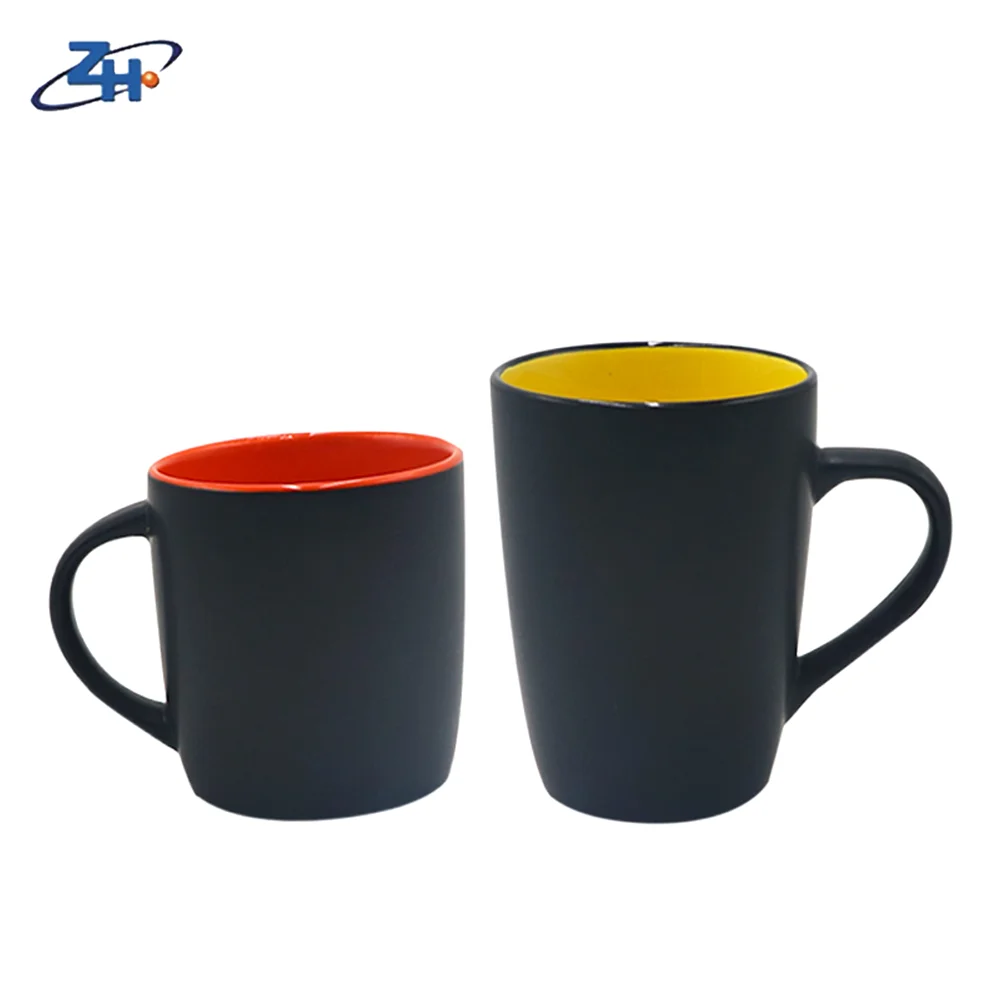 Matte Black Finished Ceramic Coffee Mugs Inside Yellow Coffee Travel Mug Buy Matte Black Color 8677