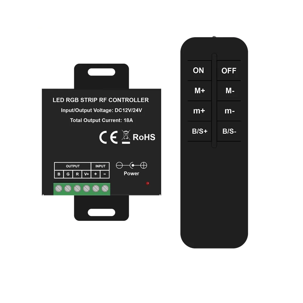 RF LED RGB Controller Switch 8 Keys RF Remote Control DC12 24V Plastic ...