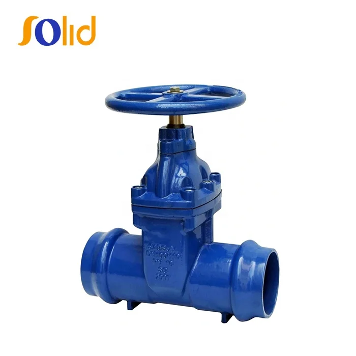 DIN3352 63mm-315mm NRS Hand Wheel Ductile Iron Double Socket End Gate Valve for PVC Pipe