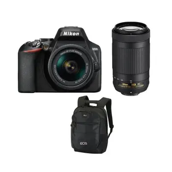 Nikon D3500 Kit Af P 18 55mm F3 5 5 6g Vr Dx Lens Af P Dx 70 300mm F4 5 6 3g Ed Vr Dx Lens Backpack Black Buy Digital Camera Nikon Camera Dslr Digital Camera Wifi Camera D3500 Black 24mp