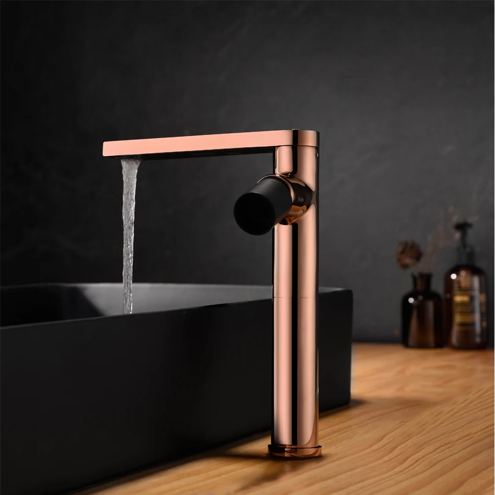 Luxury Rose Gold Finish Single Handle Brass Wash Faucet