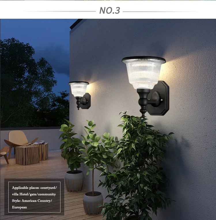 Customized High Power Garden Outdoor Waterproof IP65 Led Solar Wall Lamp