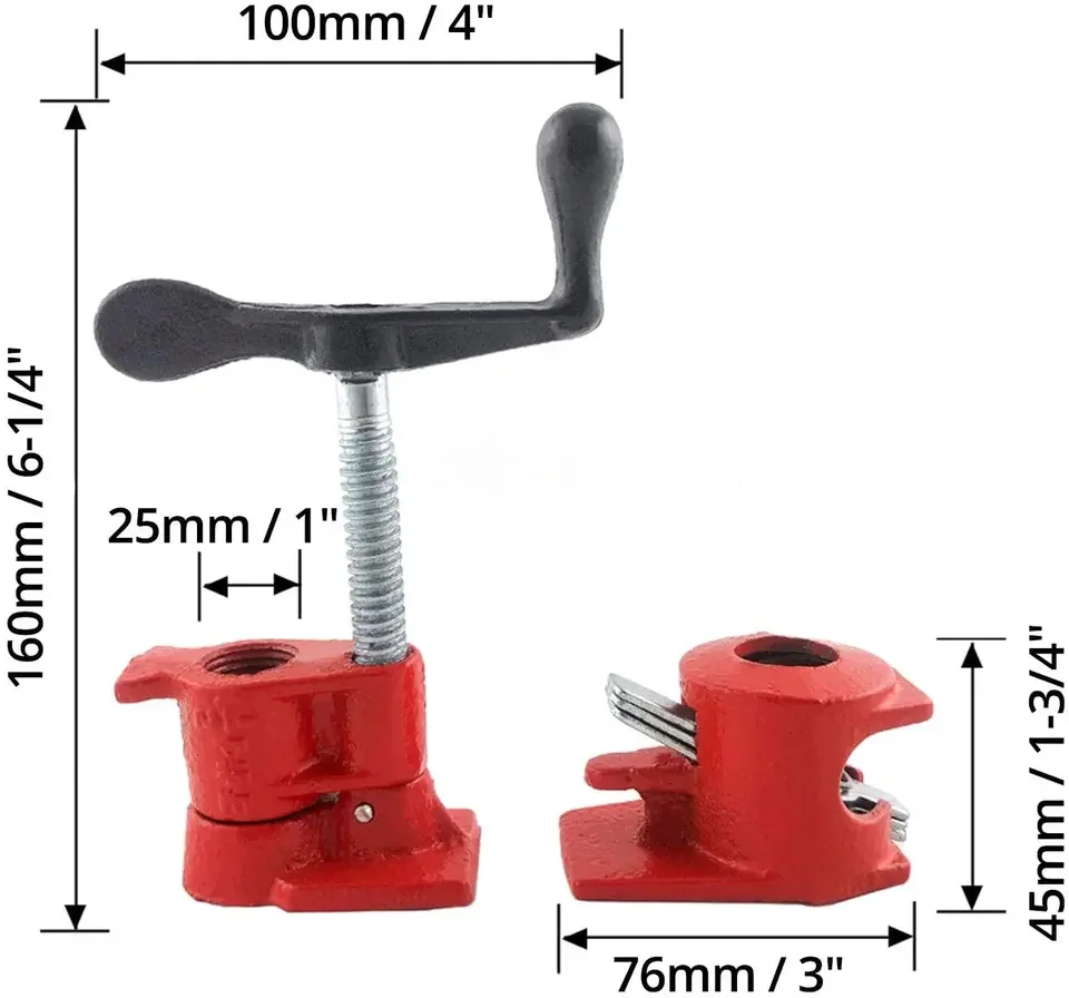 H Type Pipe Clamp 3/4 Inch Wood Gluing Pipe Clamp Quick Release Clamp
