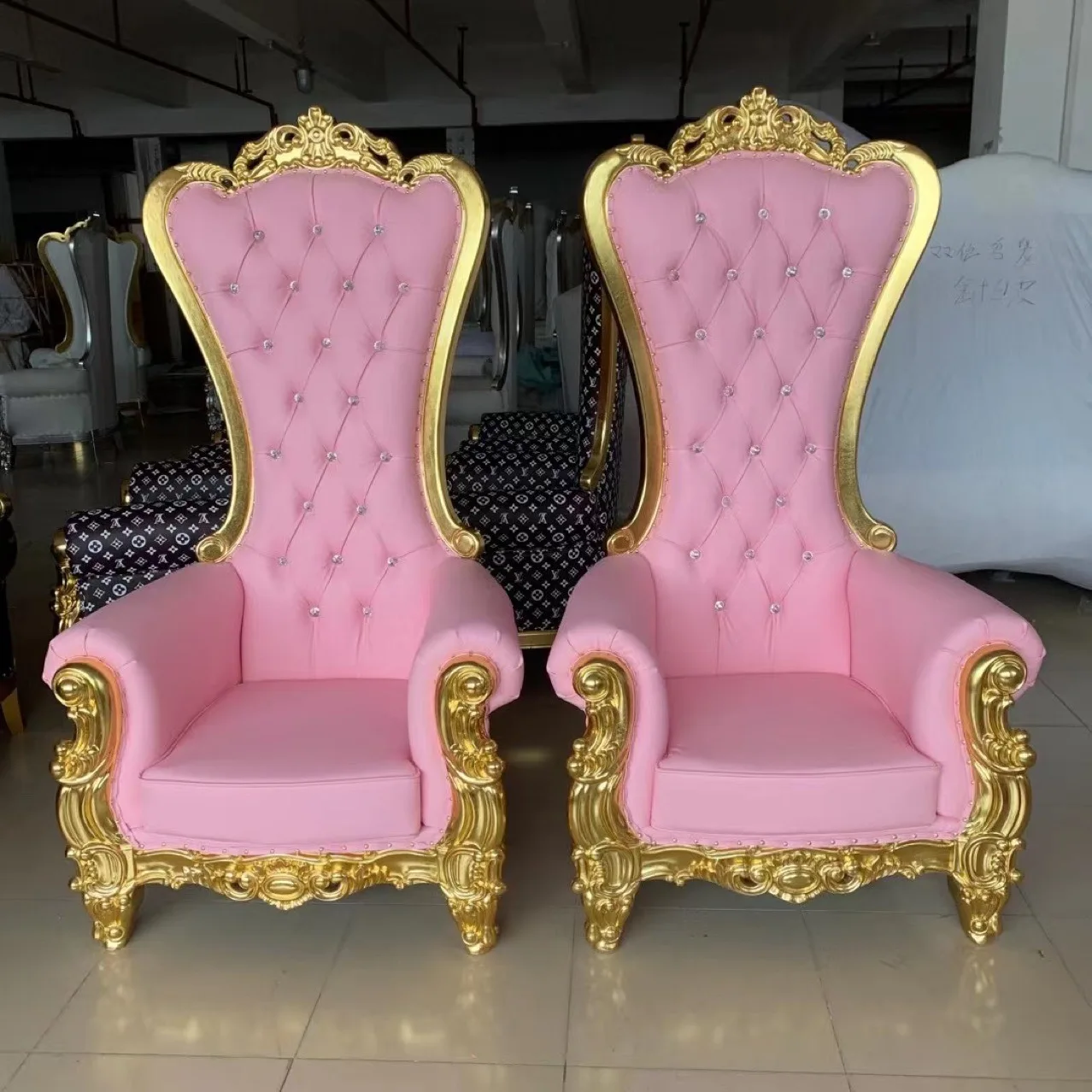 Luxury High Back King Queen Royal Velvet Thrown Chair Wedding Adult