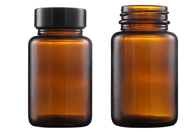 Amber Brown Glass Medicine Glass Bottle Wholesale Custom Screen