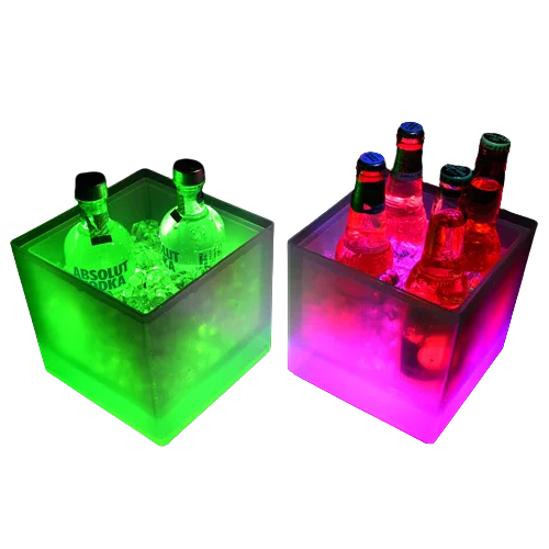 Led Ice Bucket For Champagne Wine Square Ice Bucket Drinks Beer Bucket