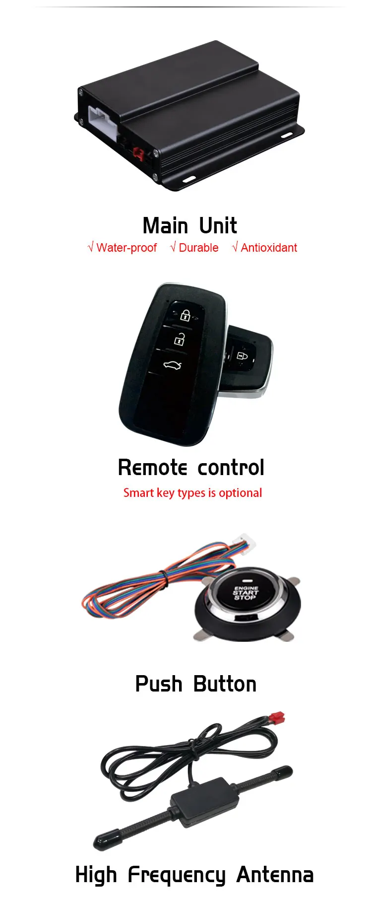 Car Alarm Kit Passive Keyless Entry Immobilizer With Password Touch Key
