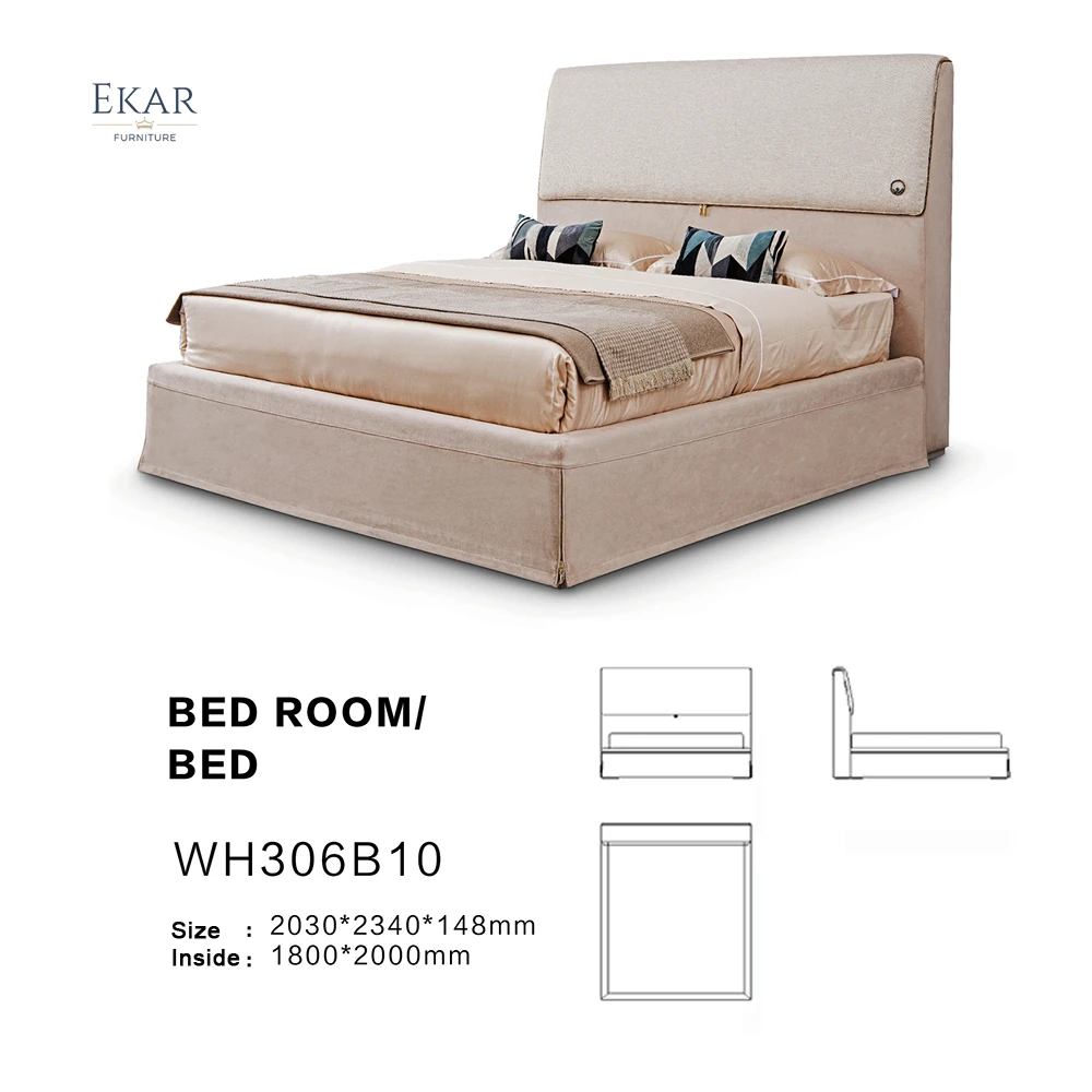  leather bed home solid wood soft bed-65