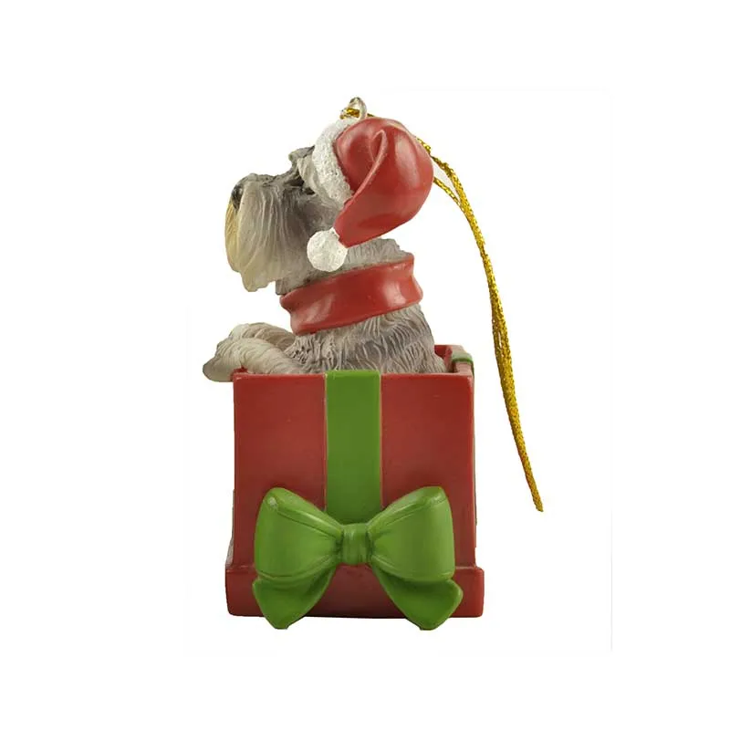 Christmas gift Shih tzu dog in gift box ornament living room table accessories