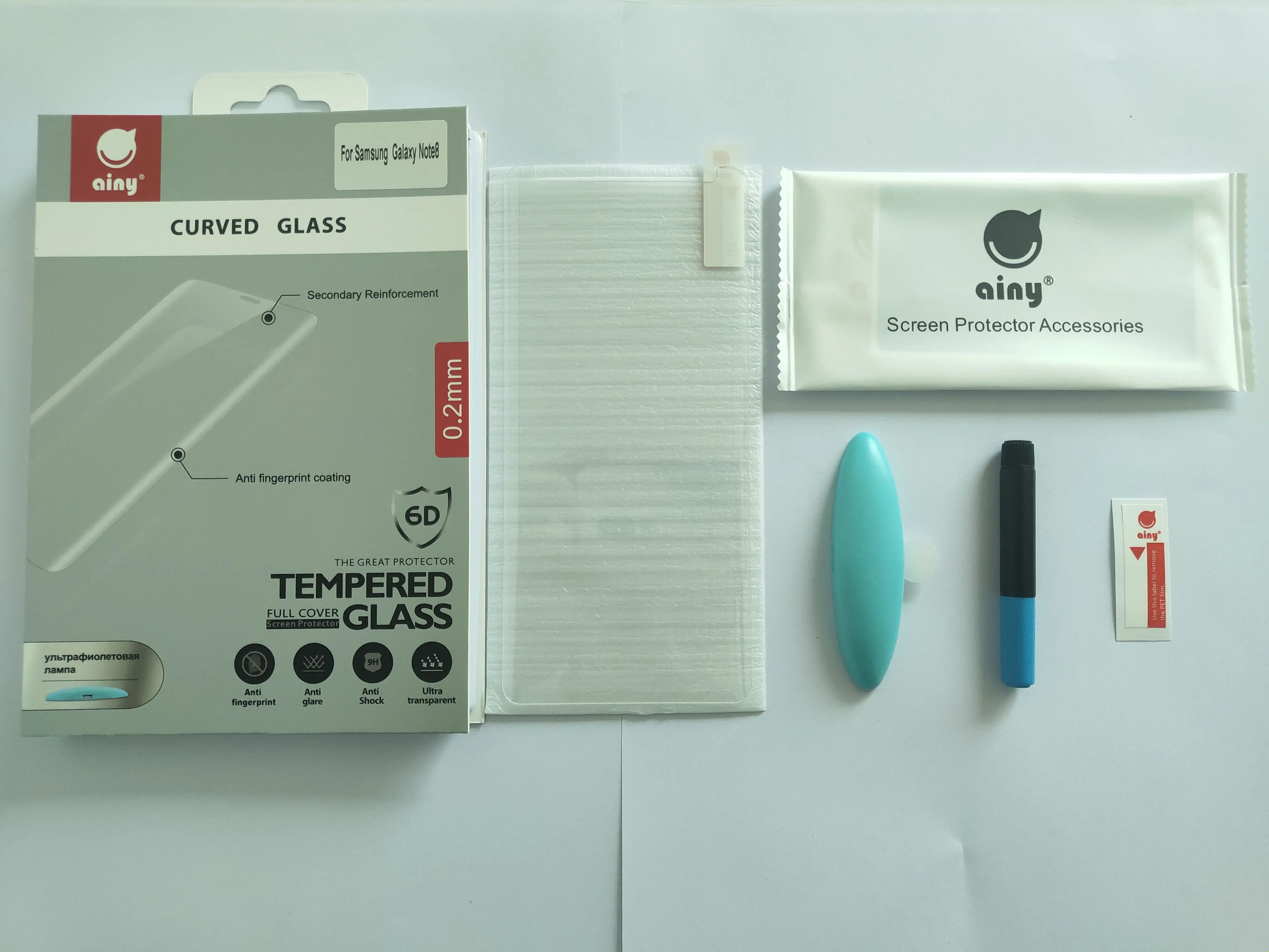 Ainy Full Cover Transparent Liquid Uv Glue Curved Tempered Glass Screen