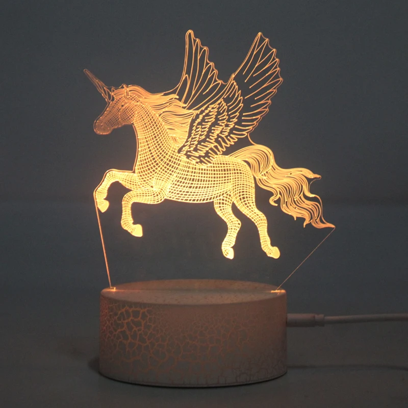 Creative flying horse  Pegasus pattern  3d night lights for children 7color touch switch animal lamp anime lamps led night light