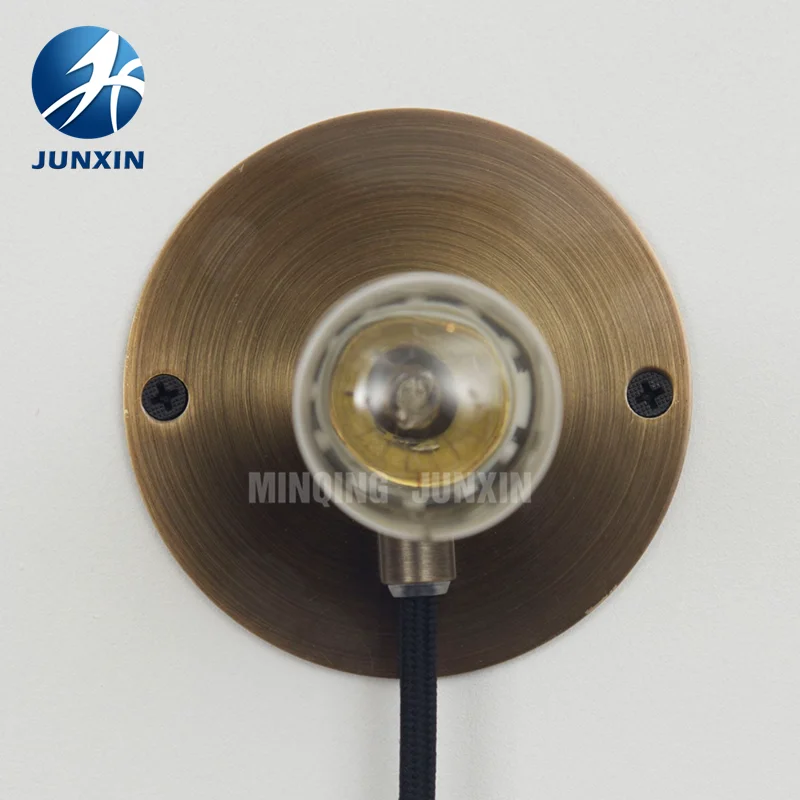 Metal Electric Lamp Holder E14/e27 With Plate Wall Lamp Copper Wall