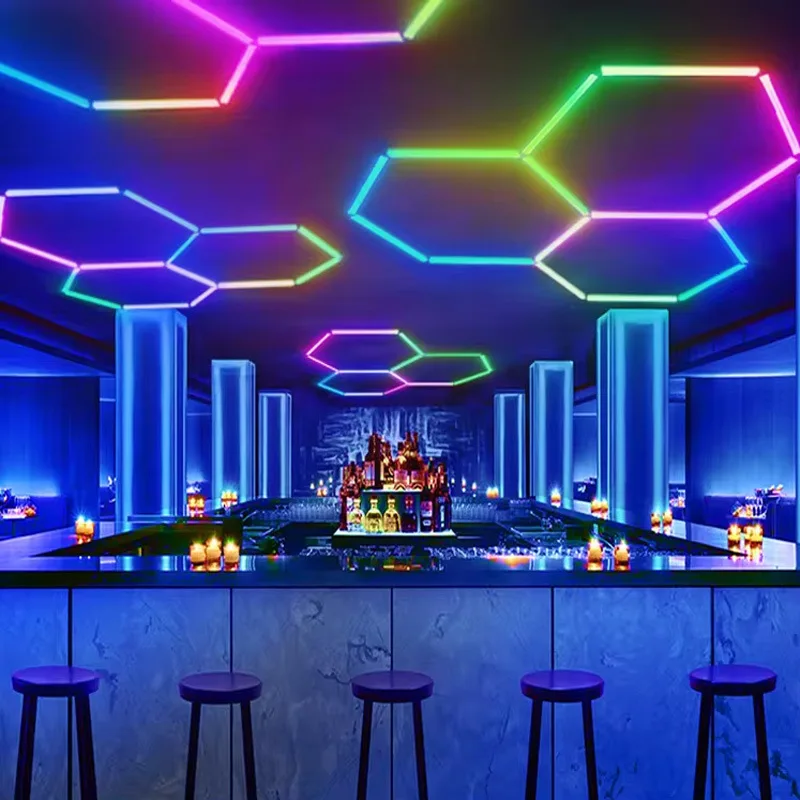 product new honeycomb aluminum wide voltage rgb led garage car beauty workstation light bar colorful atmosphere light-8
