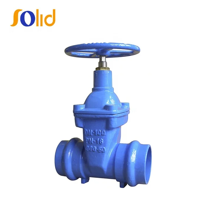 DIN3352 63mm-315mm NRS Hand Wheel Ductile Iron Double Socket End Gate Valve for PVC Pipe