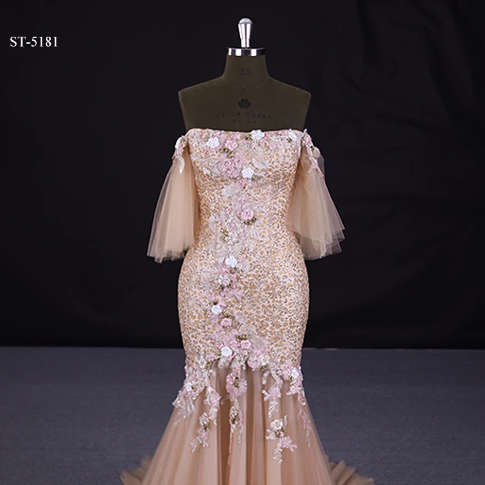 19 Lange Kleid Armel Gold 3d Bestickt Blume Meerjungfrau Abendkleid Buy Abendkleid Lange Abendkleid Meerjungfrau Abendkleid Product On Alibaba Com