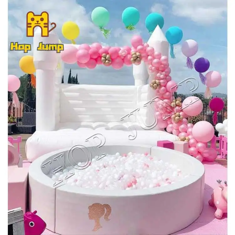 White Bounce House Ball Pit Kids Inflatable Bounce House With Ball Pit
