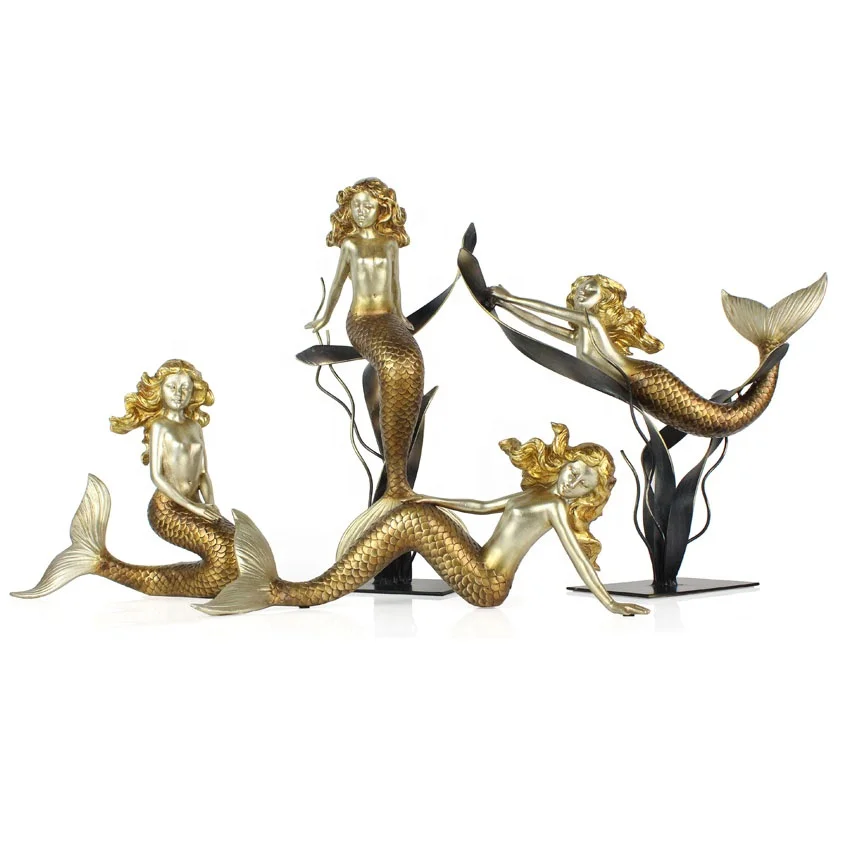 Hot selling resin crafts ocean goddess statue mermaid small abstract decoration supplier