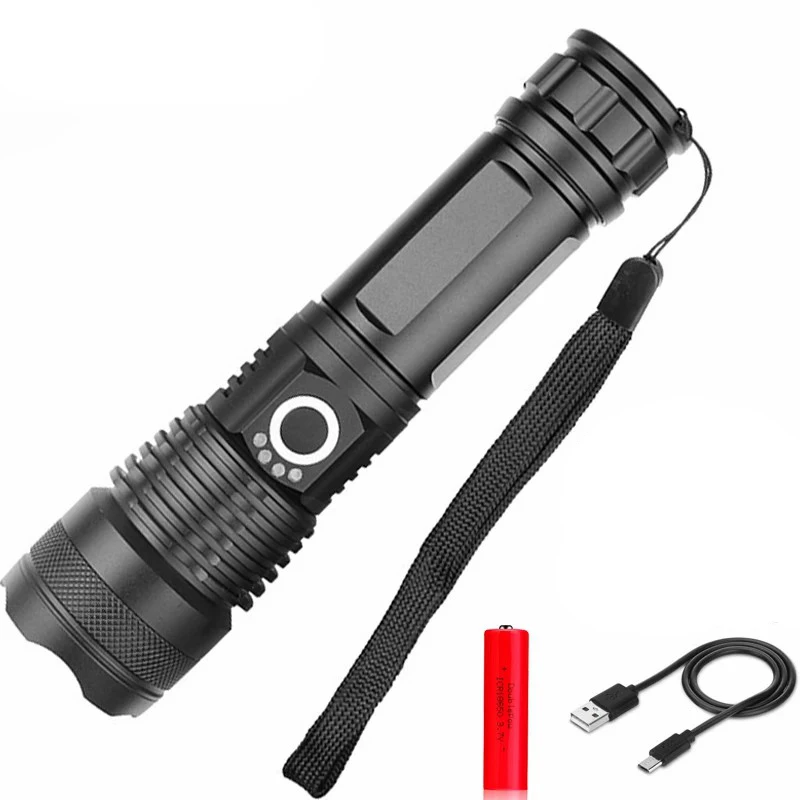 LED Flashlight With XHP50 Lamp Bead Tactical LED Torch Waterproof 5 Lighting Modes Zoomable Camping Hunt Light