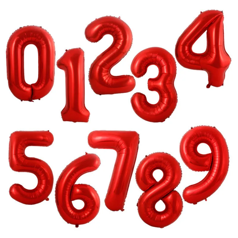 red foil number balloons