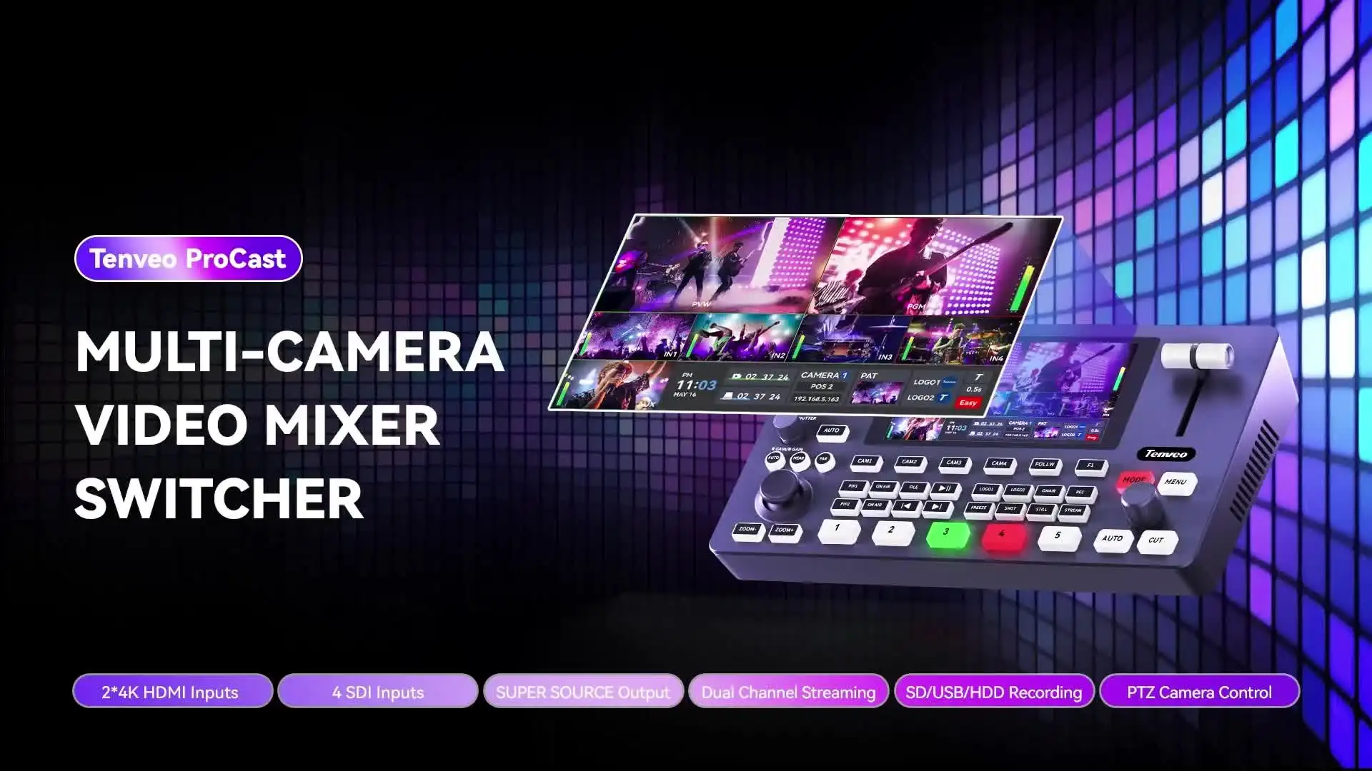 HDMI Live Stream Switcher - 5.5 Inch Multi Camera Mixer