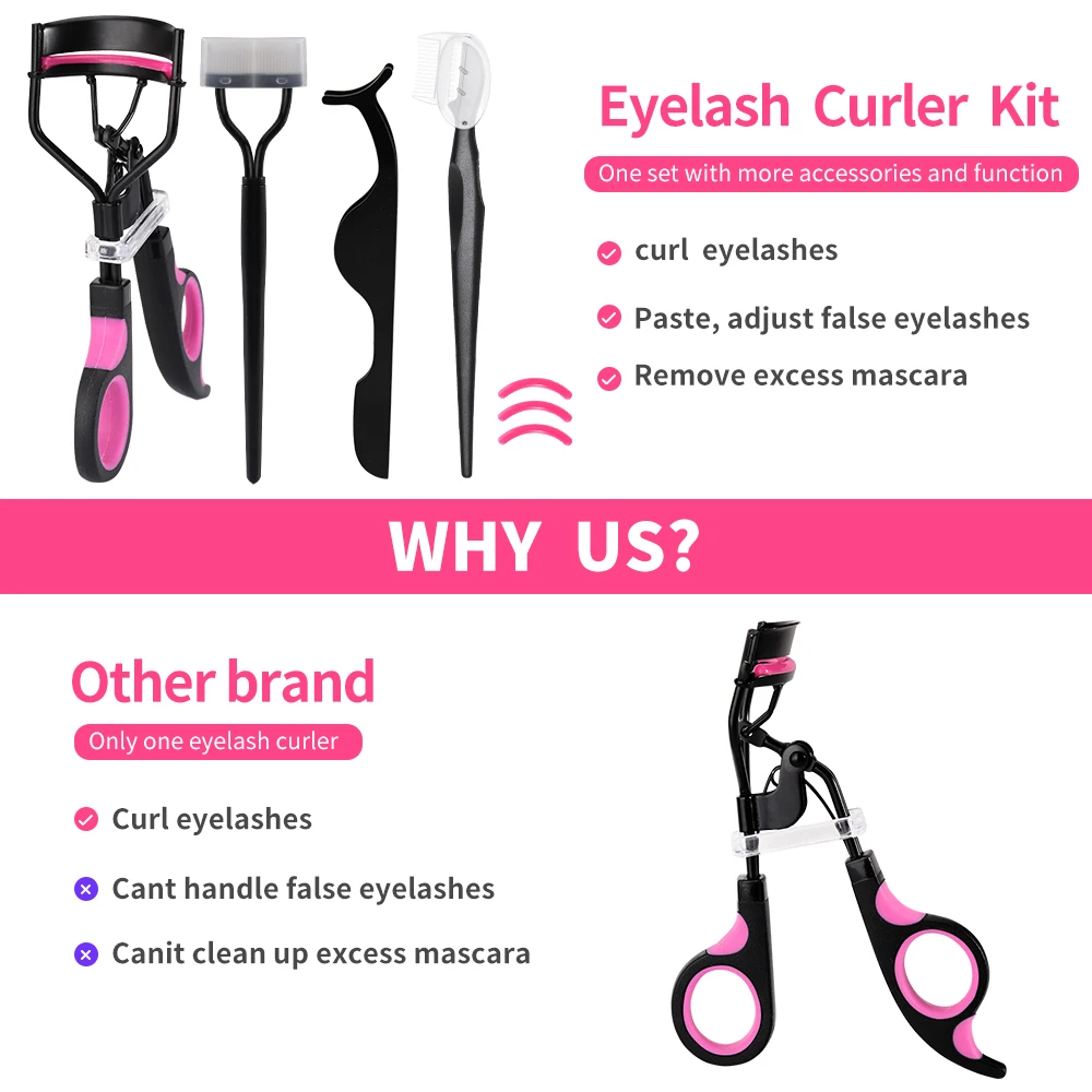 Travel Size Makeup Tools Black Eyelash Curler Set Eyelash Extension Kit