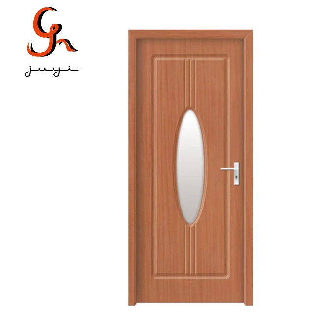 JY-P167 المهنية شقة البيضاوي باب زجاجي إدراج رخيصة MDF PVC باب دخول