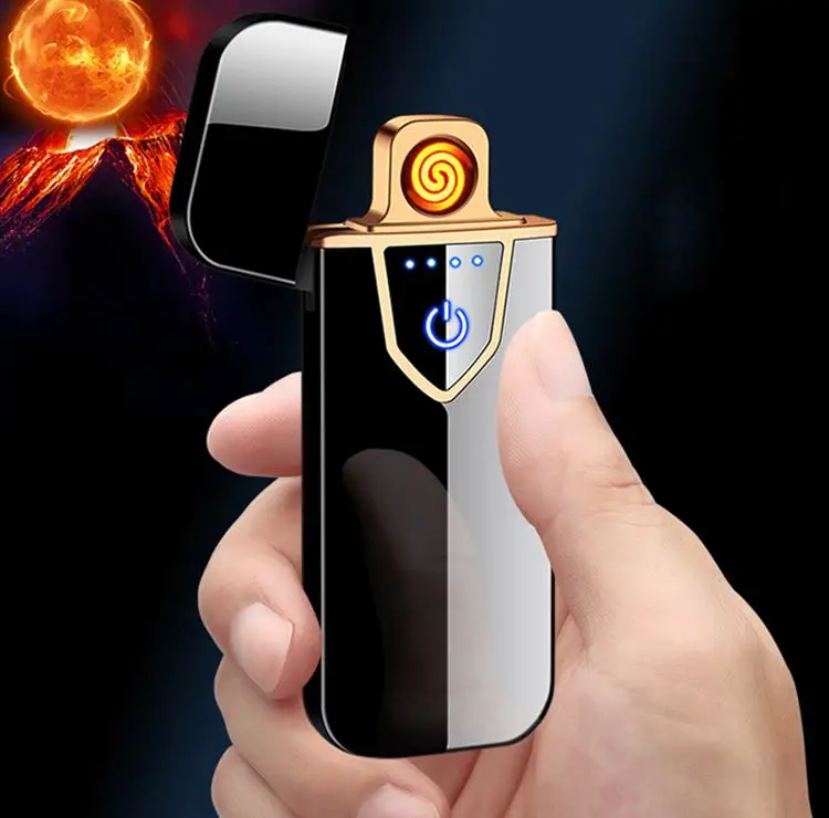Customized Windproof Metal Flameless USB Rechargeable Electronic Touch Lighter.jpg
