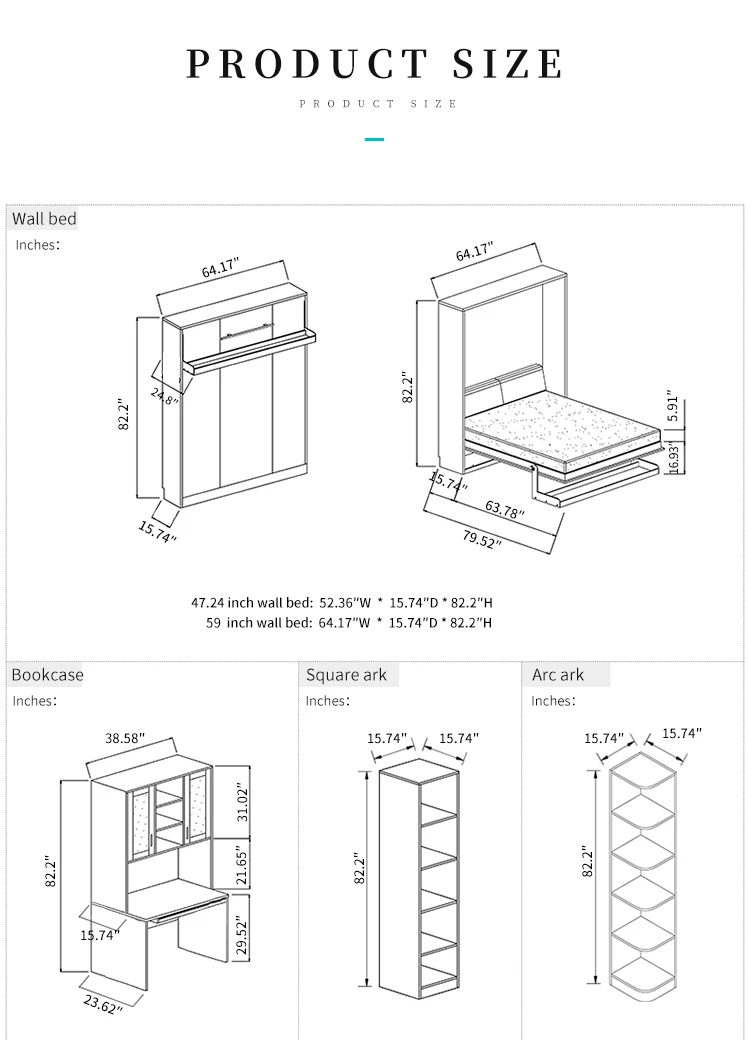 Popular Space Saving Modern Wall Bed Murphy Bed For Small Apartment