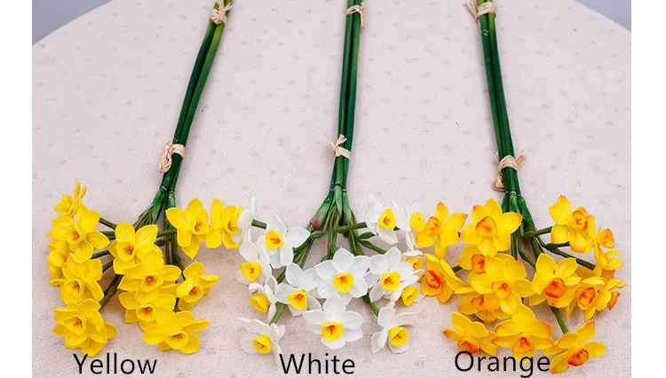 批发便宜的人造水仙花花束真正的触摸为家庭婚礼派对酒店装饰桌中心花 Buy 人造乳胶涂层水仙花 真正的触摸花 婚礼桌水仙花