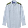 high quality button fly patchwork construction one patch pocket shirt for men wholesale